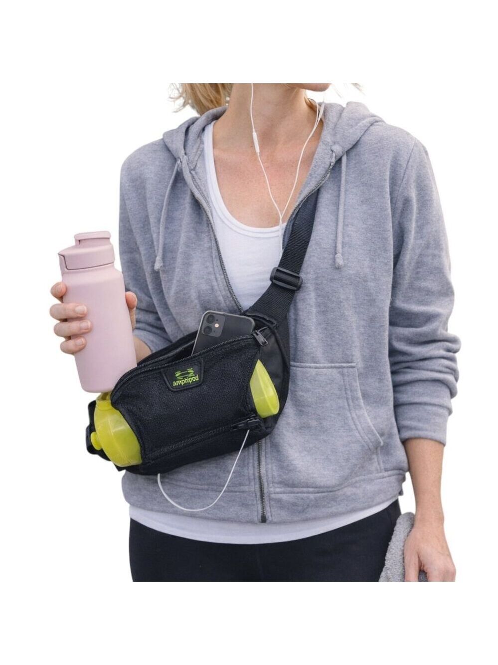 Amphipod Hydration Belt with Bottle – Black/Lime